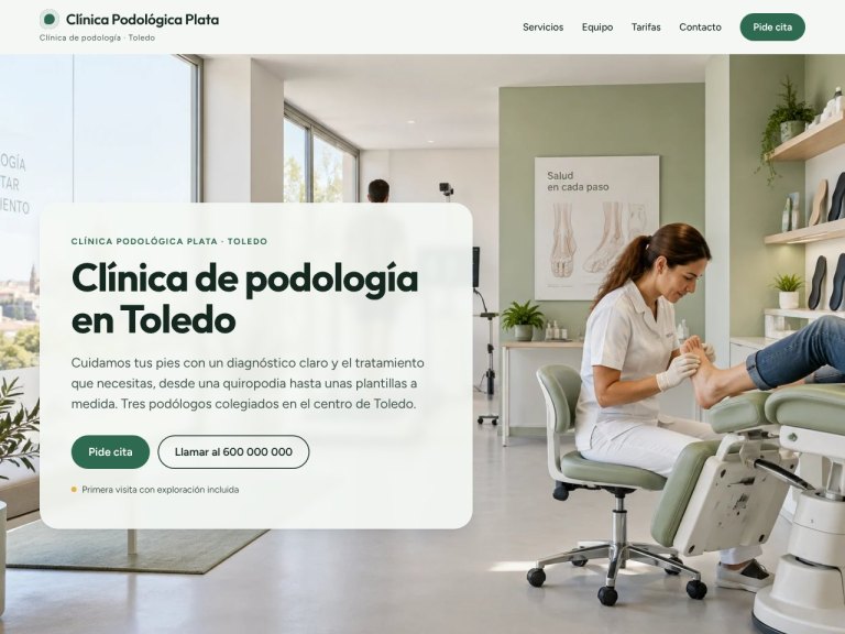 Portada 2: foto de la clínica de fondo y el mensaje en una tarjeta